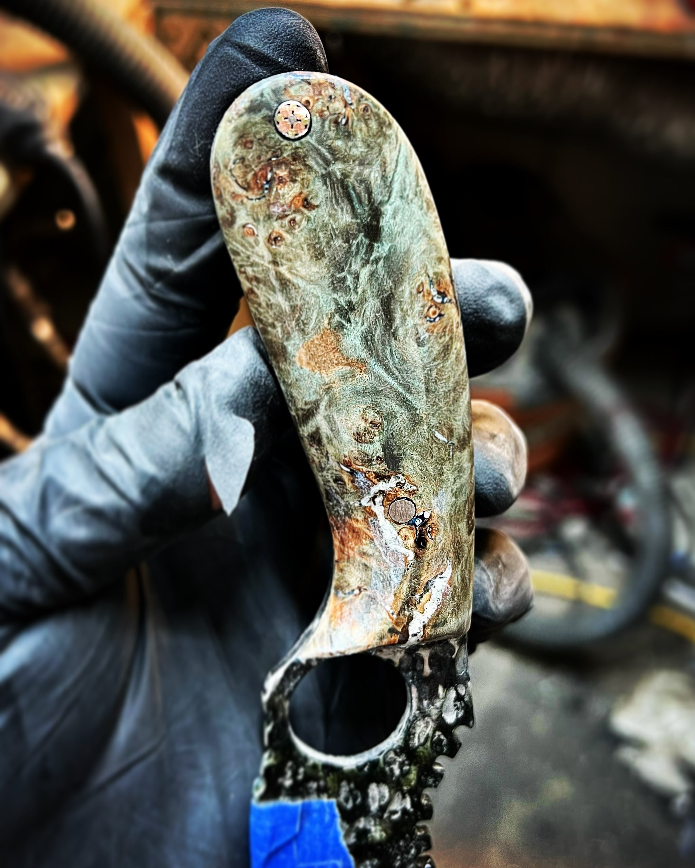 Stabilized pine cone with resin knife handle handmade