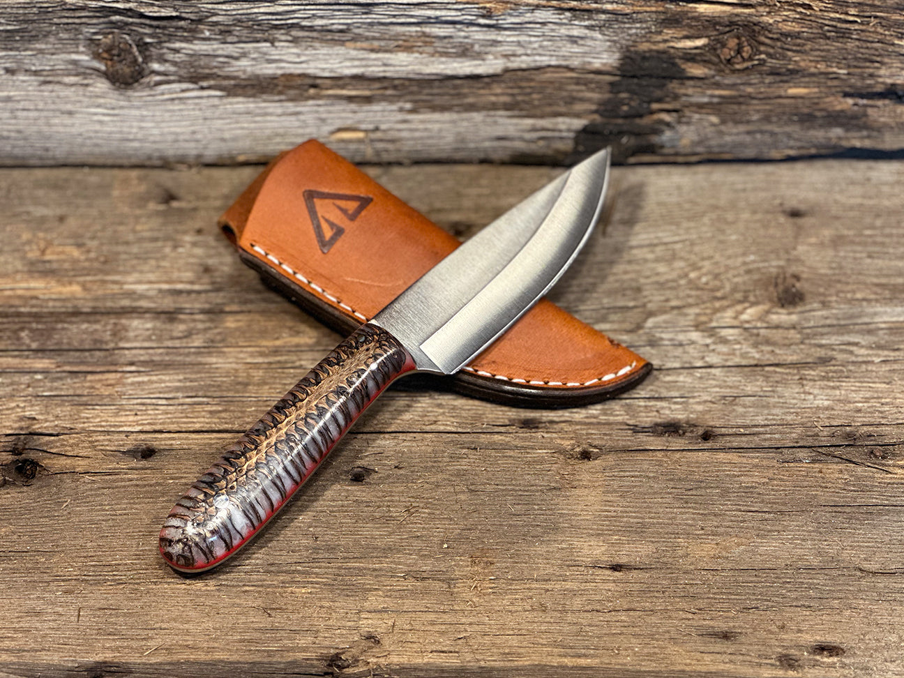 Stabilized pine cone with resin knife handle handmade