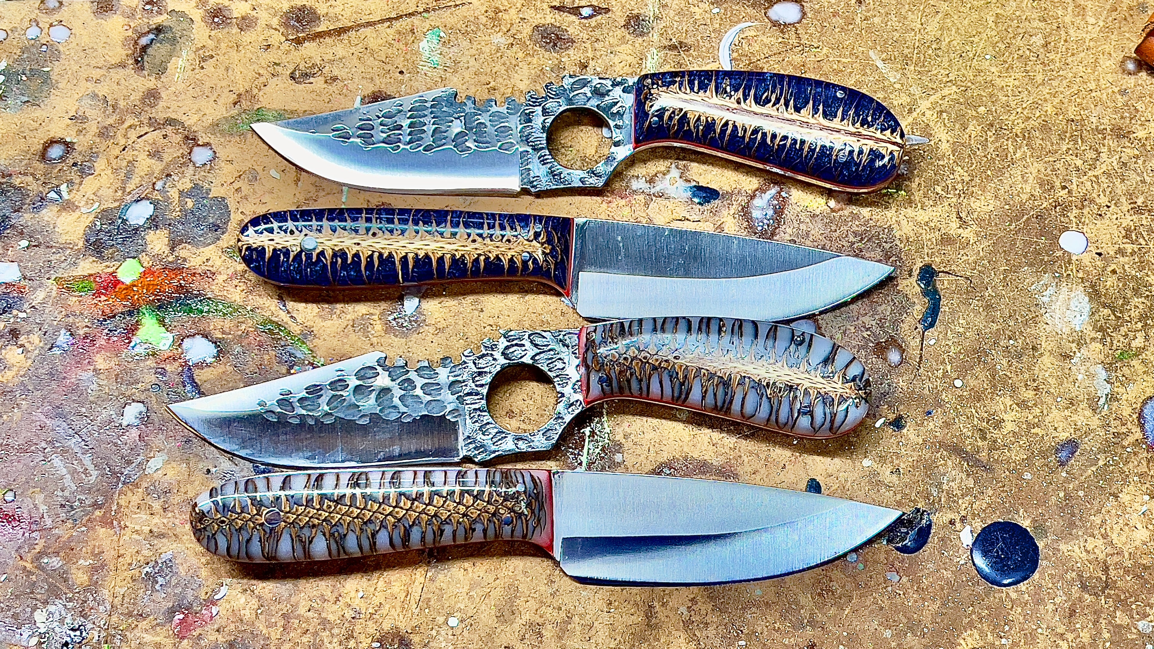 Stabilized pine cone with resin knife handle handmade