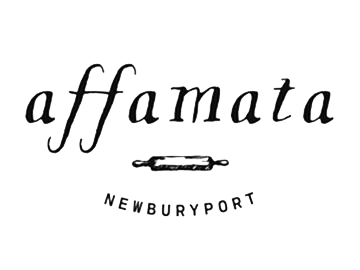 Logo of affamata with a rolling pin icon on a white background