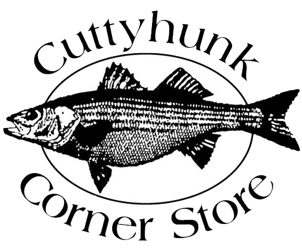 Logo of Cuttyhunk Corner Store with a fish illustration