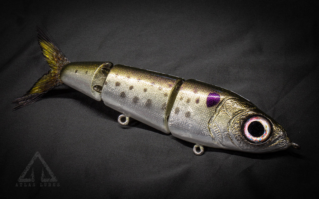Fishing lure resembling a fish on a dark background