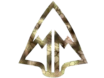 Camouflage triangle design on a white background